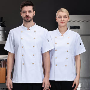 Nuevo Hotel Restaurante Cafetería Trabajo <span class=keywords><strong>de</strong></span> cocina Ropa <span class=keywords><strong>de</strong></span> chef <span class=keywords><strong>de</strong></span> manga corta Panadería Repostería Chef Verano Blanco Chef Top y <span class=keywords><strong>delantal</strong></span> - Product Image 2