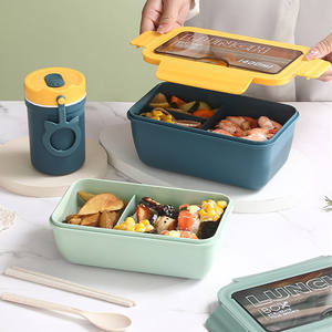 Morandi เบนโตะแบบพกพาที่นำกลับมาใช้ใหม่ได้กล่องอาหารกลางวันแบบทิฟฟิน<span class=keywords><strong>2</strong></span>ช่องเข้าไมโครเวฟได้สำหรับเด็กใช้ในครัว - Product Image 3