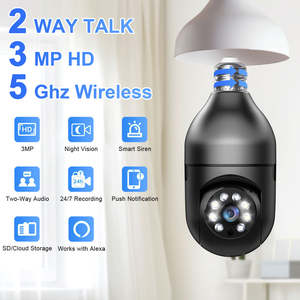 Caméra de surveillance sans fil WESECUU E27 PTZ WIFI 360 degrés 3MP à double bande, ampoule pour la sécurité à domicile avec fonctions de surveillance des bébés et des animaux de compagnie - Product Image 2