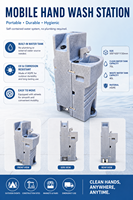 Station de lavage des mains portable grande capacité, évier de lavage des mains en plastique pour les chantiers, la restauration, l'hygiène d'urgence