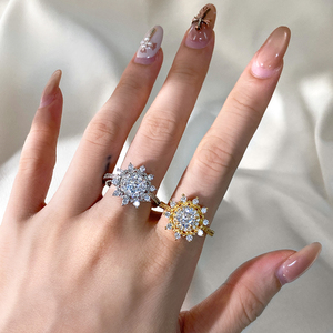 Vintage Sun Style <b>Statement</b> <b>Ring</b> Sparkling Sunburst Round CZ Halo <b>Ring</b> Luxury Wedding Proposal <b>Ring</b> Ladies Gift Bulk - Product Image 2