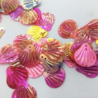 Paillettes en vrac en PET en forme de coquille avec trou, irisées, pour la couture, les robes, les costumes, les bijoux, le bricolage, la décoration artisanale, vente en gros