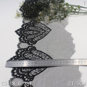 Accessori per abiti da donna Florla <span class=keywords><strong>bianco</strong></span> nero Tulle ricamato pizzo africano rifiniture 21cm grande fiore pizzo per abito da donna - Product Image 2