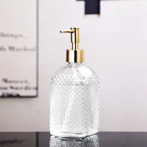 ברור זכוכית בקבוקי כיכר בקבוק עם נקודות סבון dispenser