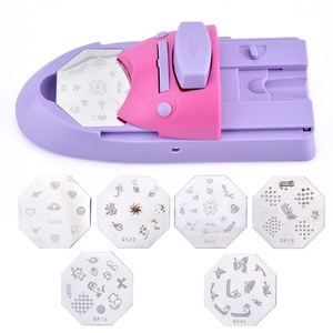 Kit de machine à estamper pour nail art avec plaques d'impression pour vernis colorés, outils à manche en plastique, emballage en boîte - Product Image 4