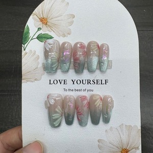Uñas Postizas Hechas a Mano, Paquete de Acrílico Personalizado, Uñas Acrílicas con Diseño Personalizado, Uñas Postizas Navideñas - Product Image 5