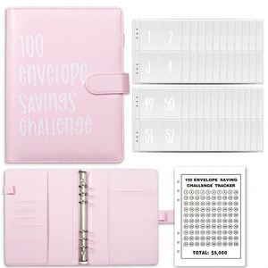 Carpeta de Presupuesto A5 de Cuero PU con 6 Anillas para Planificador y Desafío de Ahorro de 100 Sobres, Venta al por Mayor - Product Image 2