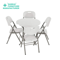 Table de bar pliante ronde blanche chic SK-ZDZ-B003 110cm pour soirées en plein air et usage commercial