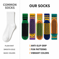 Chaussettes antidérapantes avec semelle en silicone pour yoga, trampoline, pilates, chaussettes de sport pour femmes, hommes, enfants, adultes, en coton, vente en gros, OEM, personnalisées