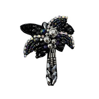 En gros, Appliques brodées à coudre faites main, motif palmier de coco, ornées de perles et de paillettes, pour chapeaux DIY