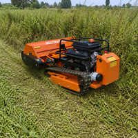 Broyeur forestier industriel robuste à moteur diesel, télécommandé, largeur 120 cm, 23 CV, coupe-herbe 45 °   Tondeuse à fléaux sur chenilles