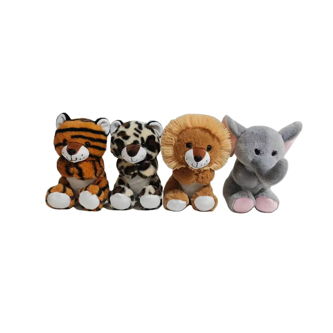 Boneka hewan liar mewah mainan boneka hewan kebun binatang kustom mainan gajah singa macan tutul untuk anak