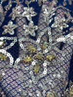 Tissu en dentelle de haute couture de luxe 2026 avec strass thermocollants et maille de cristal scintillante pour robe de soirée haute couture