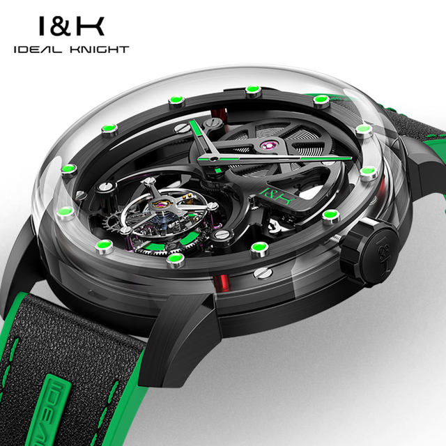 Ideal Knight 6809 Premium Luxury Hollow Out Design Stainless Steel Tourbillon Automatic Watch Fashion Business Men's Wristwatch