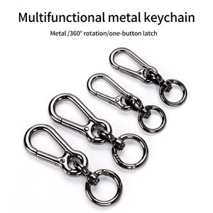 Kim Loại Xoay <span class=keywords><strong>Snap</strong></span> Móc leo núi Xe Keychain cho da thủ công dây đeo vành đai Webbing móc móc móc cổ điển O vòng chìa khóa - Product Image 2