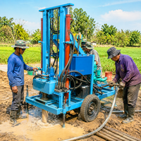 Machine de forage de puits d'eau agricole diesel tractable de 35 CV, foreuse rotative hydraulique avec tuyaux et trépans, certifiée CE