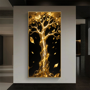Peinture décorative moderne pour entrée de grand salon, Arbre doré, Nature morte, Murale de luxe pour <span class=keywords><strong>couloir</strong></span> et décoration intérieure - Product Image 5