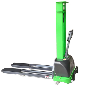 Gerbeur électrique 1 tonne, fourche 1500 mm, mât simple, pneus pleins, utilisation intérieure, commande en position debout, batterie au plomb-acide - Product Image 2