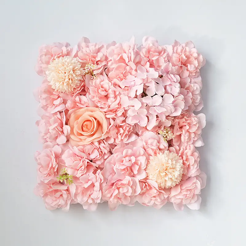 AYOYO OEM 38*38cm गुलाब हाइड्रेंजिया कृत्रिम फूल पृष्ठभूमि दीवार पैनल फूल दीवार शादी दीवार सजावट