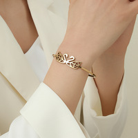 Bracelet jonc double cygne en acier titane plaqué or pour femme, anti-ternissement, avec fermoir à ressort, bijou de mode de luxe, cadeau d'anniversaire