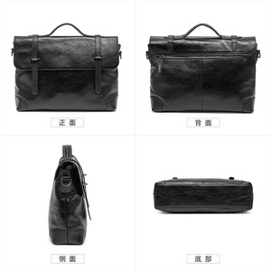 Dujiang Men's Genuine Leather Business <b>Briefcase</b> Black Crossbody Bag Durable Summer 2025 - Product Image 3