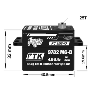 Nuevo Servo Programable Sin Escobillas PTK 9732 MG-D 65KG para Coche RC, Dirección y Subdirección, Coche de Derrape 1/8 DIY de Fábrica para Aficionados a la Modelismo Metálico - Product Image 3