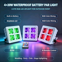 Lampe PAR à batterie étanche 4x20W, best-seller pour l'extérieur, DMX512, RGB, boîte de nuit, bar DJ, discothèque, éclairage de scène LED