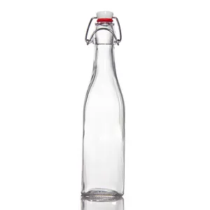 500ml 1 Liter 32 Oz Milk Juice Beverage Glass Bottle With Swing Top Clip And Rubber Caps
