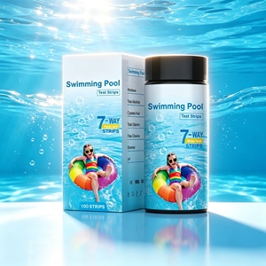 Bandelettes de test d'eau pour piscine et spa OEM 7 en 1, rapides et précises, pour le chlore, le <span class=keywords><strong>pH</strong></span>, le brome, la dureté, l'acide cyanurique - Product Image 1