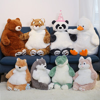 Vente en gros de poupée design Fat, mignon, doux, animal kawaii, canard, lapin, ours, renard, chien, jouets en peluche, oreiller jetable, poupée endormie