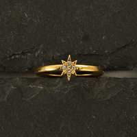 Bague réglable en acier inoxydable 18 carats doré pour femme, style européen et américain, avec anneau étoilé et diamant rond