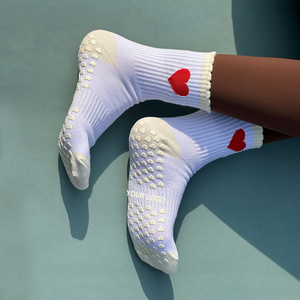 Vrouwen Groothandel Crew Custom Logo Yoga <span class=keywords><strong>Sokken</strong></span> Ballet Sport Ademende Grip Katoen Anti-Slip Antislip Pilates <span class=keywords><strong>Sokken</strong></span> - Product Image 4