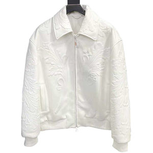 Giacca da Uomo Varsity <span class=keywords><strong>College</strong></span> Letterman di Lusso Personalizzata in Vera Pelle Impermeabile Nera con Stampa a Rilievo - Product Image 2