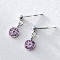 Neueste Design 925 Sterling Silber Runde Form Micro Pave CZ Augentropfen Ohr stecker für Frauen