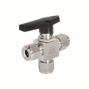 วาล์วบอลสแตนเลส ROKE SS316 3000PSI เกลียว NPT แบบสามทาง สำหรับอุตสาหกรรม ทนแรงดันสูง ทนการกัดกร่อน - Product Image 1