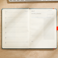 Carnets 2027 Nouveau Planificateur Hebdomadaire Premium avec Couverture en PU Texturé, Agenda A5 152 Pages, Bloc-notes, Cadeaux d'Affaires