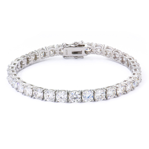 Custom Tennis Chain 5MM Round Brilliant Cut Moissanite Diamond Tennis <b>Bracelet</b> 925 Sterling Silver Women's edding Jewelry - Product Image 1