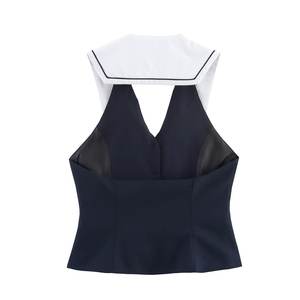 ZADE2025 femmes nouvelle mode décontracté Simple tempérament sans manches col en v large robe plissée avec <span class=keywords><strong>gilet</strong></span> haut - Product Image 2