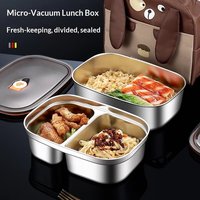 Boîte à bento rectangulaire en acier inoxydable 304, boîtes alimentaires, conteneur de stockage alimentaire, boîte à lunch pour étudiants
