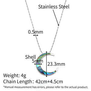 Collar con Colgante de Luna Creciente de Acero Inoxidable 316L Chapado en Plata de Chris April, Joyería para Mujer - Product Image 4