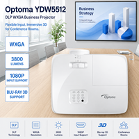 Proyector Empresarial Optoma YDW5512 DLP 720P de 10 W con Altavoz Integrado, 3800 Lúmenes, Relación de Aspecto 16:10, Pantalla Ancha para Oficinas