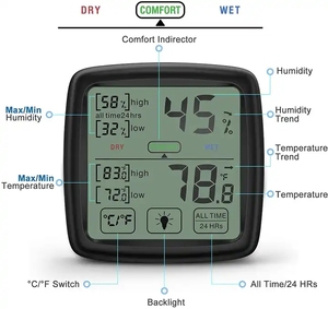 Interior Exterior Uso en el hogar <span class=keywords><strong>Digital</strong></span> Negro LCD Termómetro Higrómetro Temperatura - Product Image 2