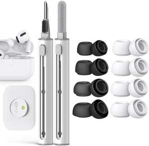 4 paires d'embouts d'oreille en silicone de remplacement pour <span class=keywords><strong>AirPods</strong></span> <span class=keywords><strong>Pro</strong></span> avec trous de <span class=keywords><strong>réduction</strong></span> du bruit, boîte d'emballage, stylo de nettoyage, XS/S/M/L, blanc et noir - Product Image 1
