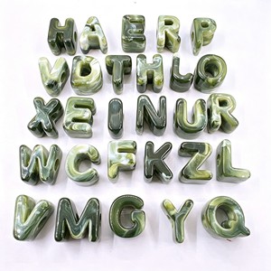 Perles Alphabet en Acrylique Épais Effet Marbre, Grand Trou, Lettres A-Z, pour Fabrication de Bijoux DIY, Porte-clés, Bracelets, Chaînes de Téléphone, Vente en Gros - Product Image 5