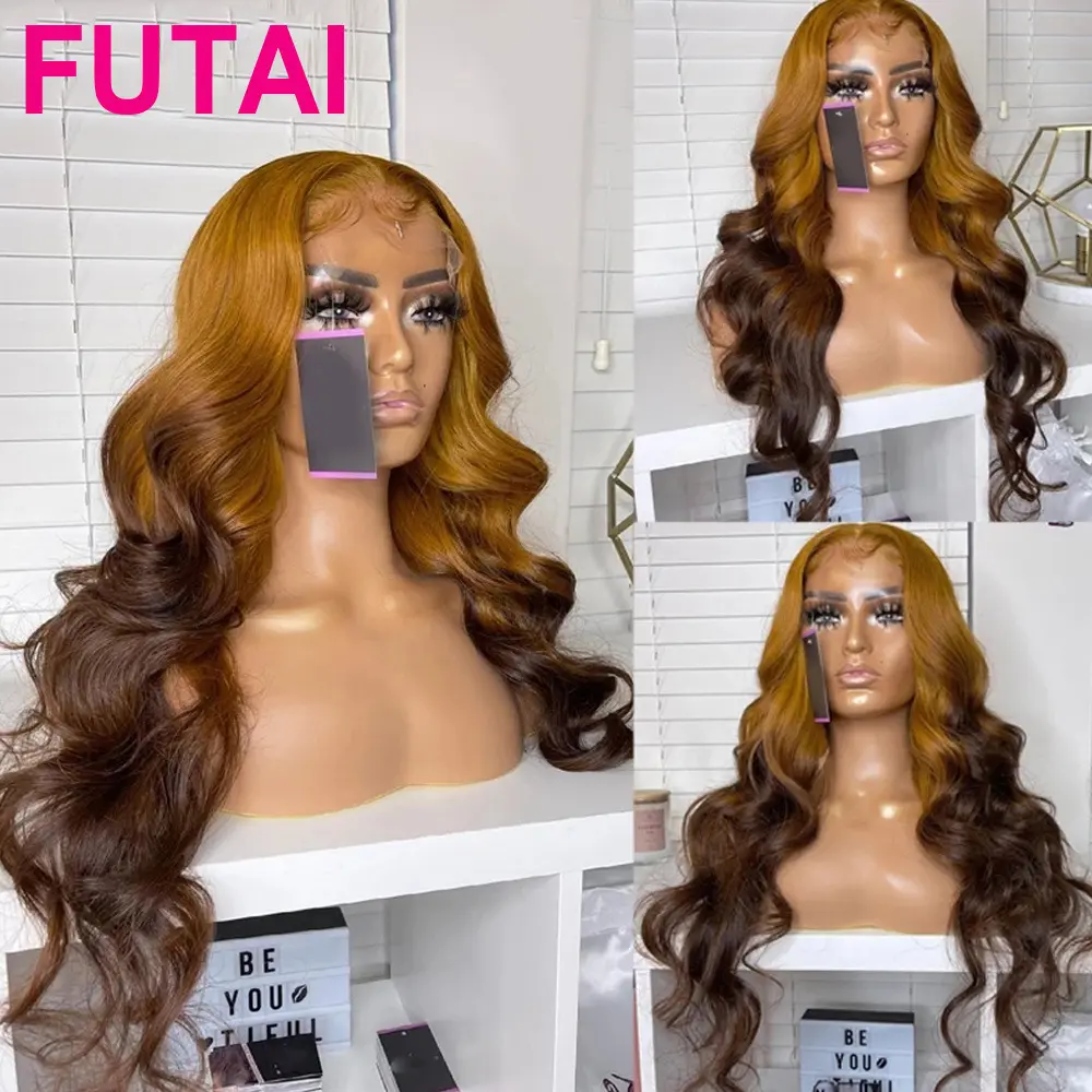 Wig renda depan gelombang longgar kelas 12A Wig rambut manusia Frontal Hd Brasil Wig depan renda Swiss transparan