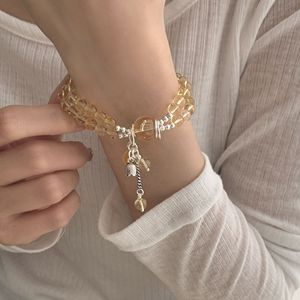 S925 เงินสเตอร์ลิงสร้อยข้อมือคริสตัลสีเหลืองวงกลมคู่จี้ดอกไม้เครื่องประดับสตรีของขวัญสำหรับแฟน - Product Image 3