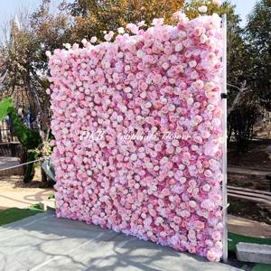 NOUVEAU fleurs murales populaires décoration fleurs artificielles panneaux muraux 8x8 ft rose soie rose 5d fleur toile de fond murale - Product Image 2