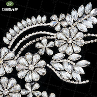 Prix usine 3D colle dos cristal appliques paires de patchs de strass de mariée pour la décoration de vêtement bricolage