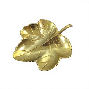 Amson Brass Leaf Shape Fruit Serving <b>Tray</b> AG-30508 Handcrafted Aluminum Metal Modern Customized Design for Home Luxury Wedding - Product Image 1