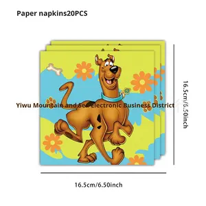 Ensemble de vaisselle pour fête sur le thème de Scooby <span class=keywords><strong>Doo</strong></span> pour enfants, avec assiettes en papier et décoration en mouchoirs - Product Image 4